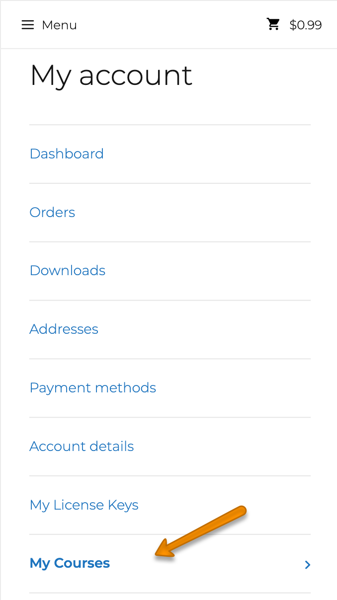 Understanding the "My Courses" Account Page